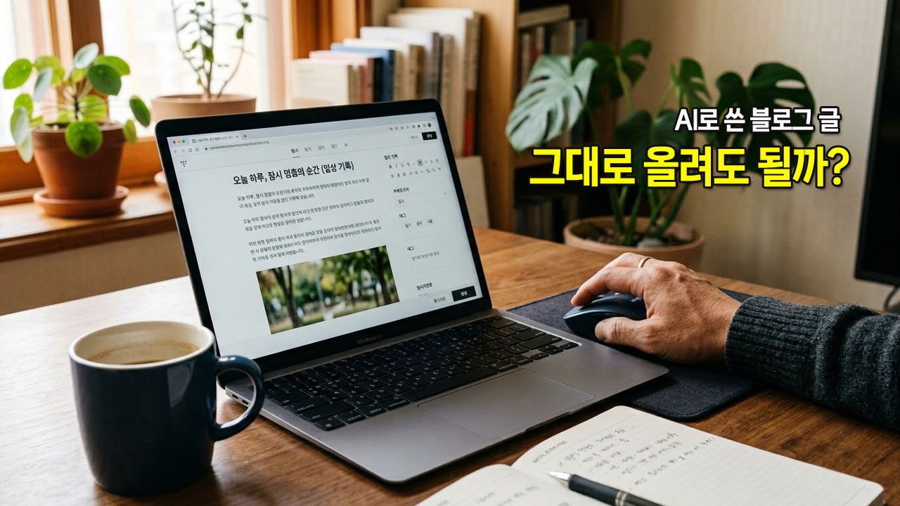 AI로 작성한 블로그 글을 게시하기 전 확인하는 모습