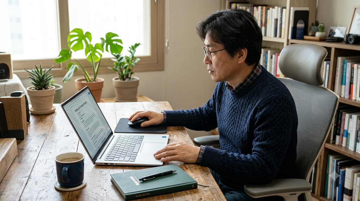 AI를 활용해 블로그 글을 작성하는 모습