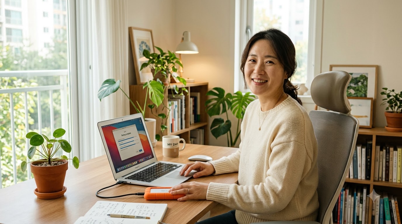 워드프레스 블로그 데이터를 외부 저장장치에 백업하는 모습