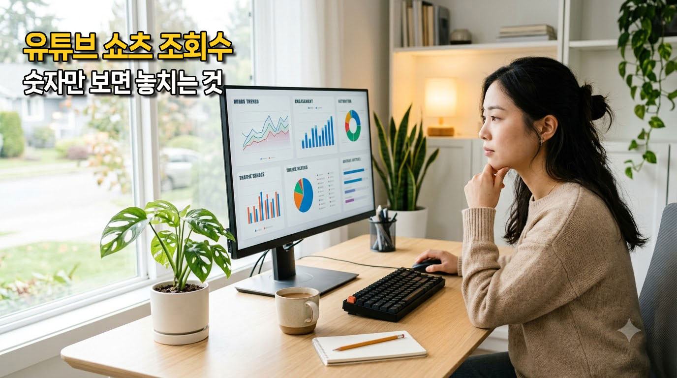 유튜브 쇼츠 조회수와 시청 데이터를 분석하는 모습