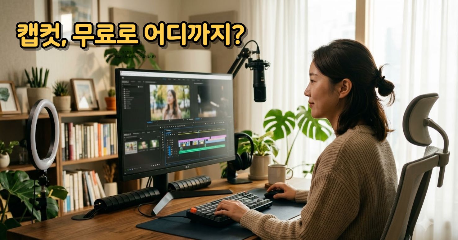 밝은 작업실에서 영상 편집 작업을 하는 콘텐츠 제작자
