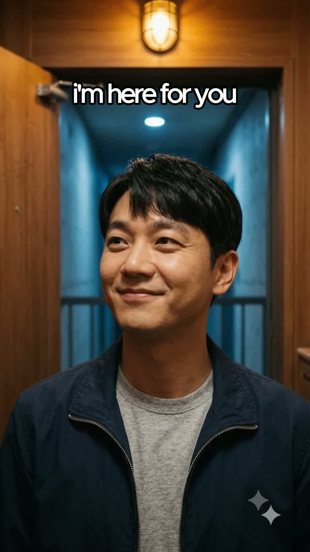 저장한 영상에서 안녕을 삭제한 영어 자막이 보이는 장면